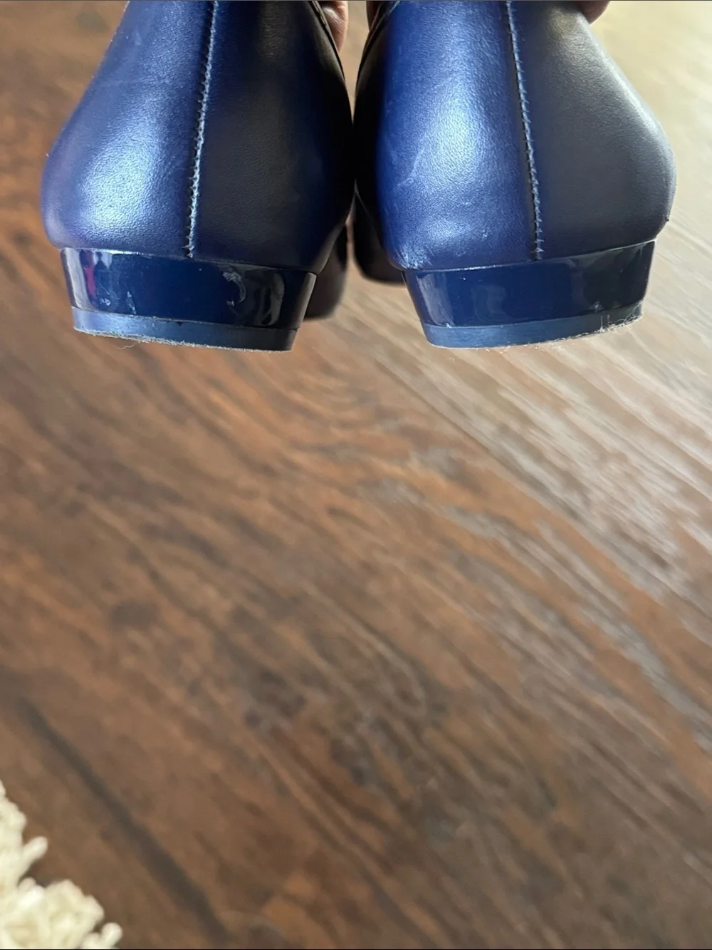 Tory Burch Navy Leather Ballet Flats with Turquoise Logo